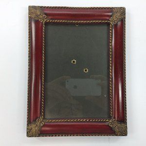 Vintage Burgundy Picture Frame with Decorative Corners